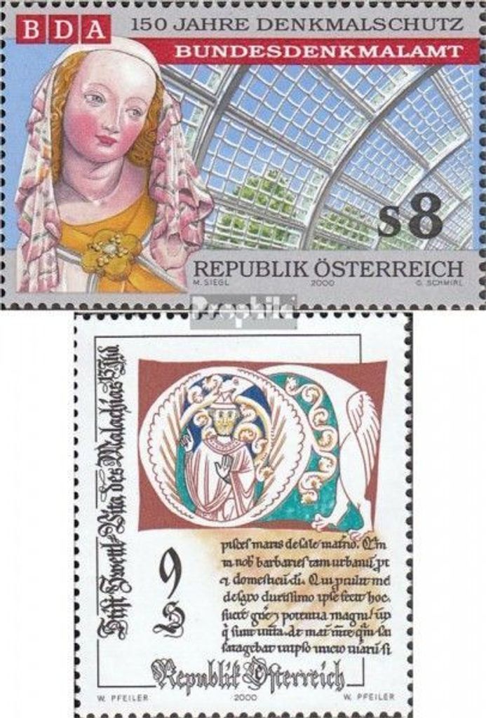 Briefmarken Österreich 2000 Mi 2313,2314 (kompl.Ausg.) postfrisch Denkmalschutz
