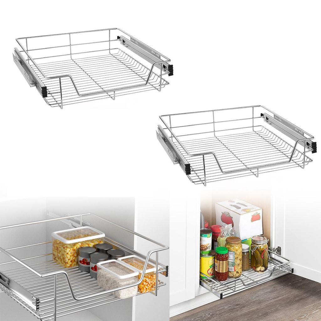 Sessamen-LP 2x Küchenschrank Teleskopschublade 40cm Schrankauszug Ausziehbare Ablage Küchenschubladen Organizer Küchen Regal Korbauszug Schlafzi...