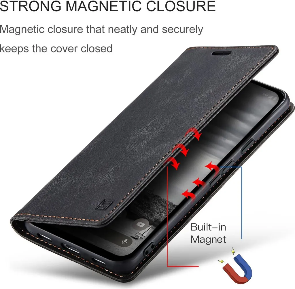 Custodia Portafoglio In Pelle Per Google Pixel 8a – Con Pellicola Protettiva E Chiusura Magnetica