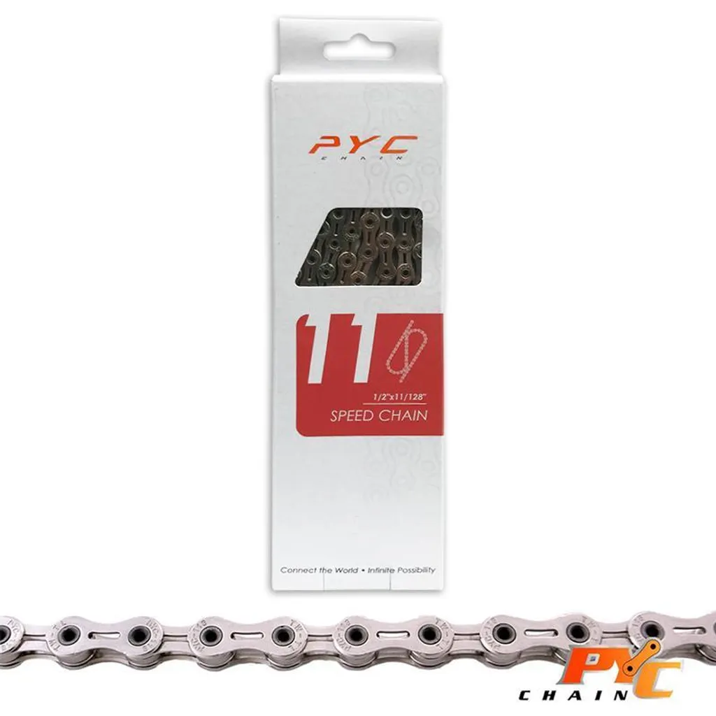 Chaîne PYC 11V Chrome Harden Tech pour Transmission Route et VTT 116