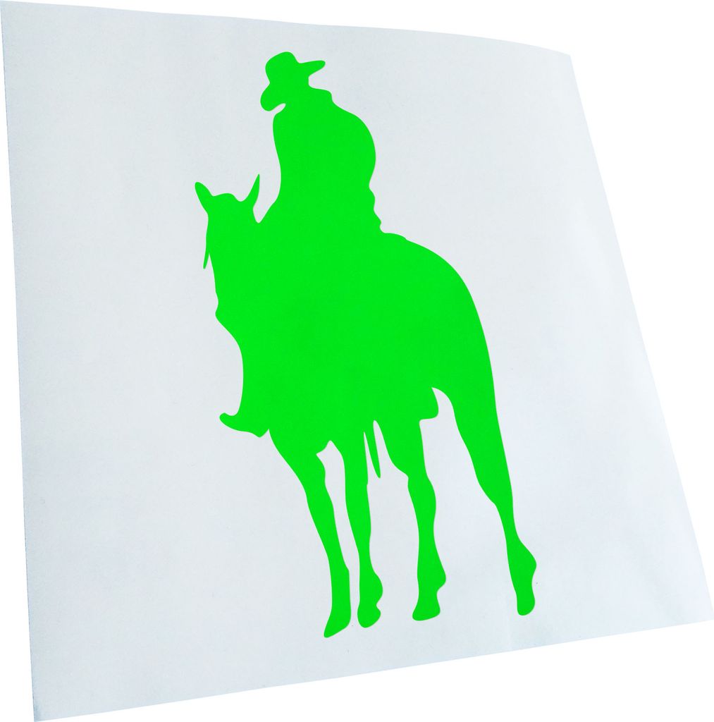 Kiwistar - Autoaufkleber - neongrün - 40 x 22 cm - Cowboy Reiter - Heckscheibenaufkleber - Aufkleber für Auto Kfz Fahrrad, LKW, Truck Mofa