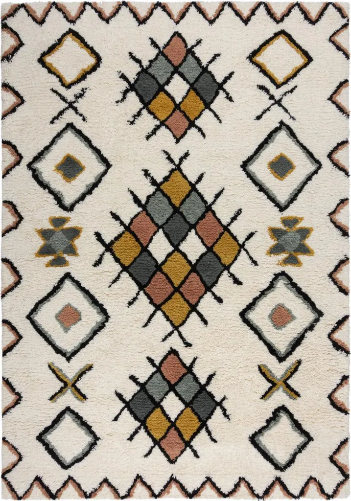 Grand Tapis de Salon Multicolore Midar 120x170 cm Épais et Moelleux