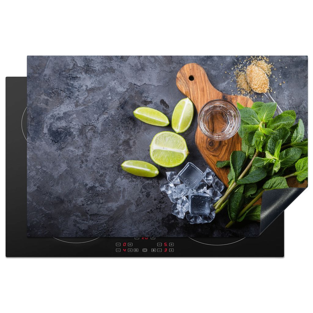 KitchenYeah Herdabdeckplatte Schneidebrett - Glas - Obst - Induktionsschutz , 81x52cm, Küche Deko, Glaskeramikkochfeld Herdabdeckung, Abdeckplat...
