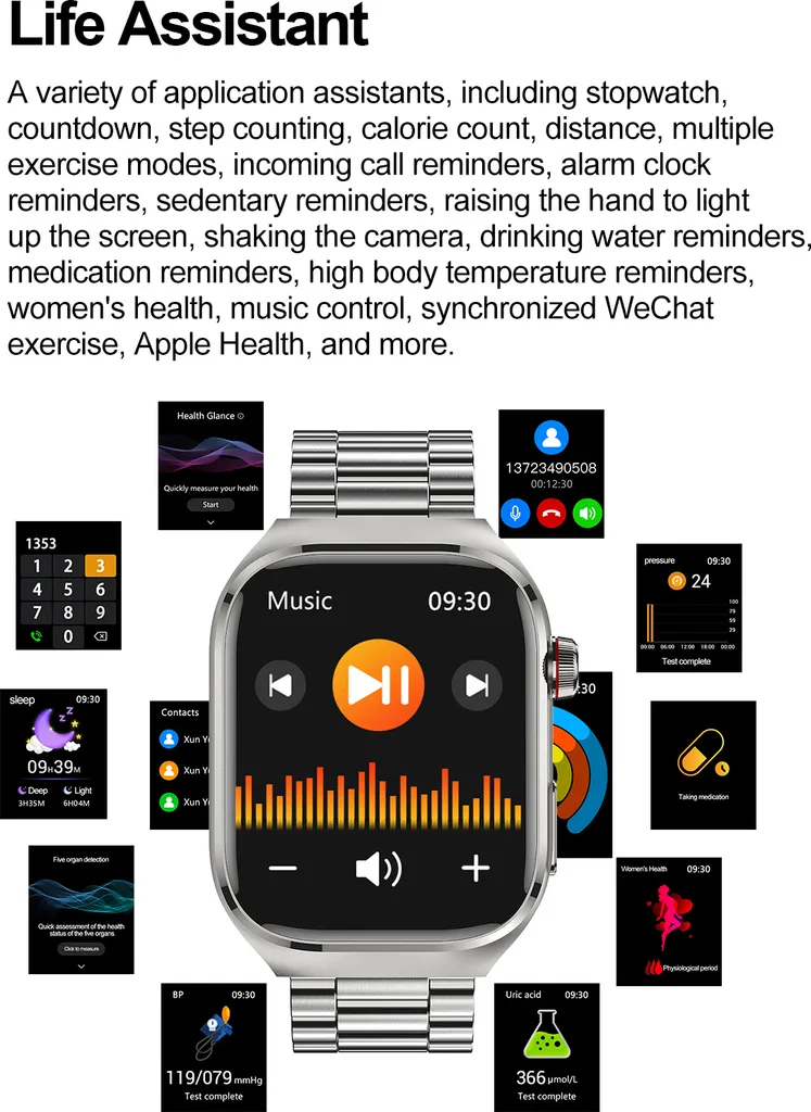 Regalo Salute: INF Smartwatch con ECG e Pressione Grigio per Tutti - 3