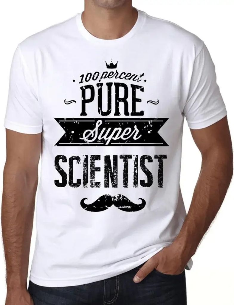 Herren Grafik T-Shirt 100% reiner Superwissenschaftler – 100% Pure Super Scientist – Öko-Verantwortlich Vintage Jahrgang Kurzarm Lustige Druck