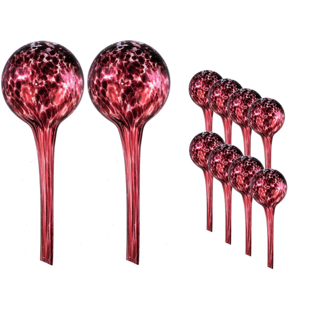 Wasserspender 10 Stück Set aus Glas für Topfpflanzen, Kugel, rund Ø 8 cm Farbe Violett 200 ml modern, häusliche Bedingungen, für töpfe, für ...
