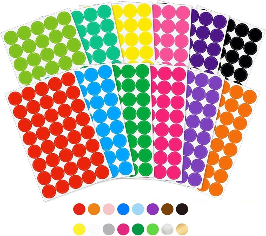 288 Stück Klebepunkte Bunt, 5cm Beschreibbar Punkte Aufkleber Markierungspunkte Selbstklebend Rund Klebe Punkte Farbkodierung Etiketten für Büro...