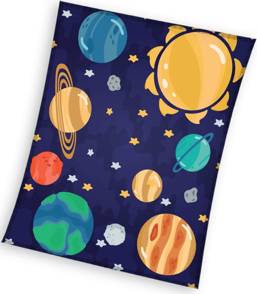 PHU CARBOTEX Kinder Kuscheldecke 130x160 Planeten Weltraum