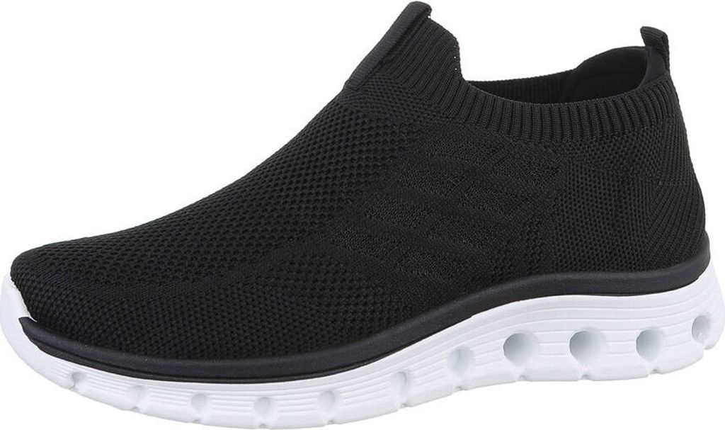 Ital-Design Damen Freizeitschuhe Textiloptik Sneakers Low 86188324 Schwarz Gr. 36