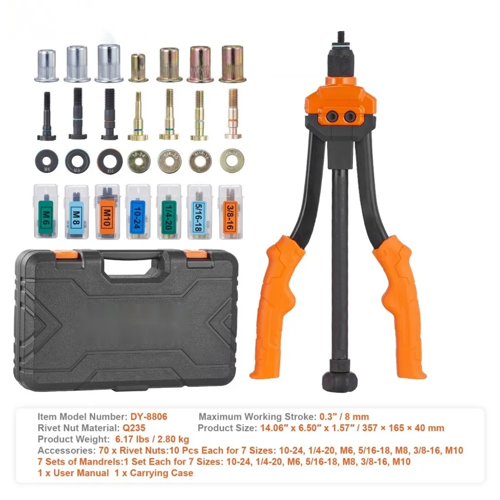Riveteuse manuelle 35cm pour inserts filetés - Set complet 7 tailles - 7