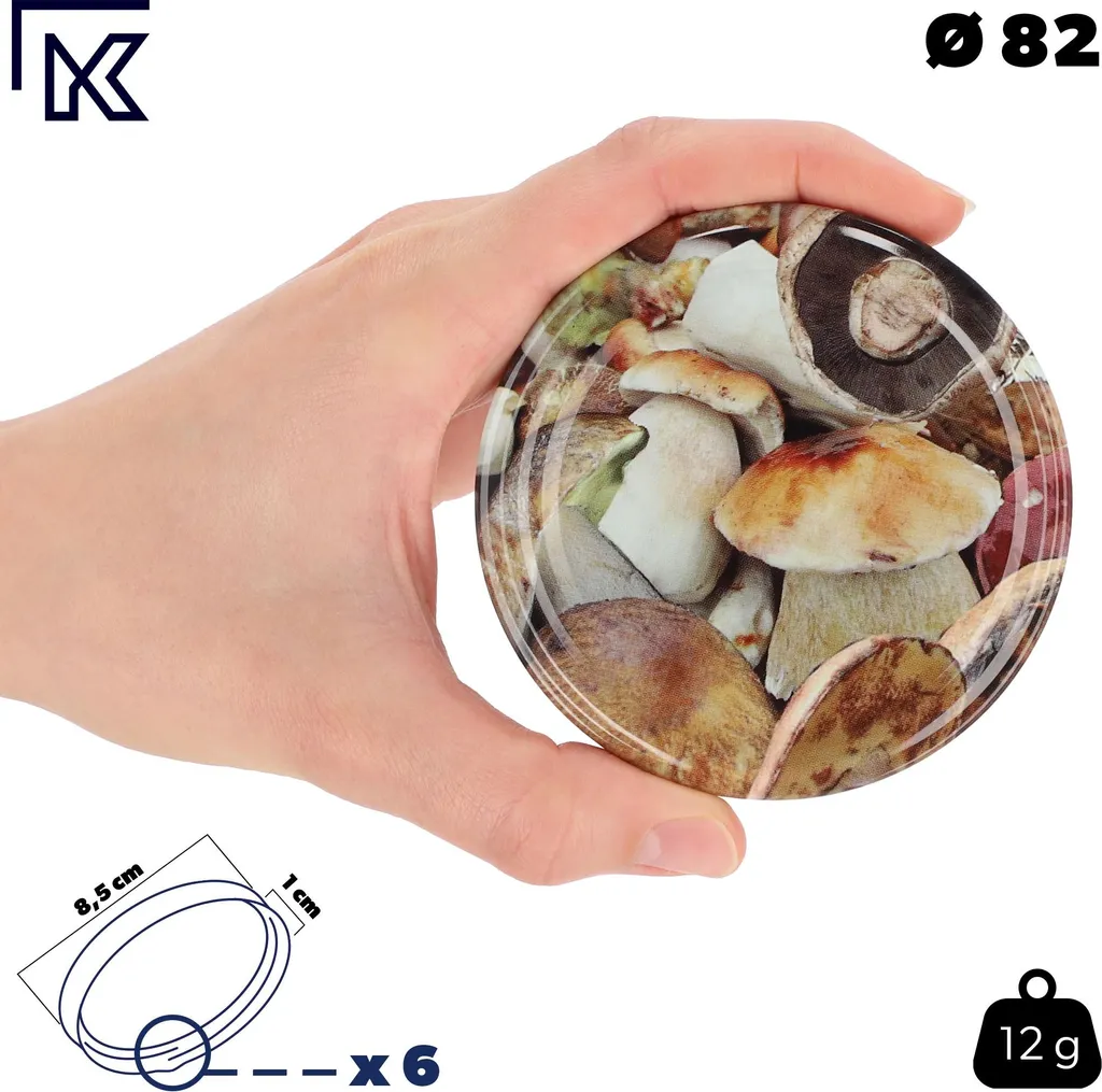 Barattoli per conserve KADAX da 510 ml con coperchio a vite fi82mm, barattoli a vite con coperchio, barattoli per conserve, barattoli per la conservazione di miele, frutta e verdura, barattoli per conserve (funghi, 24 pezzi) - 4
