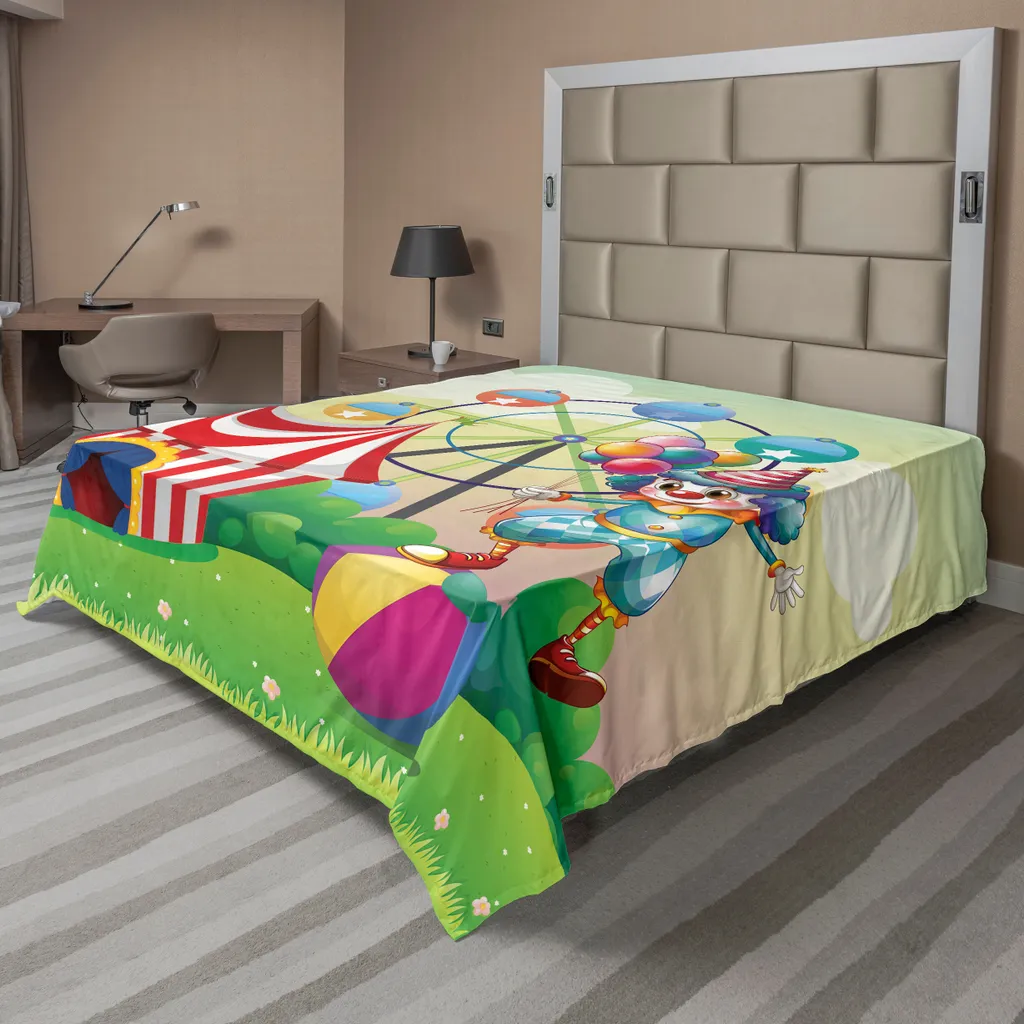 Drap de lit résistant et doux motif clown carnaval pour grand lit