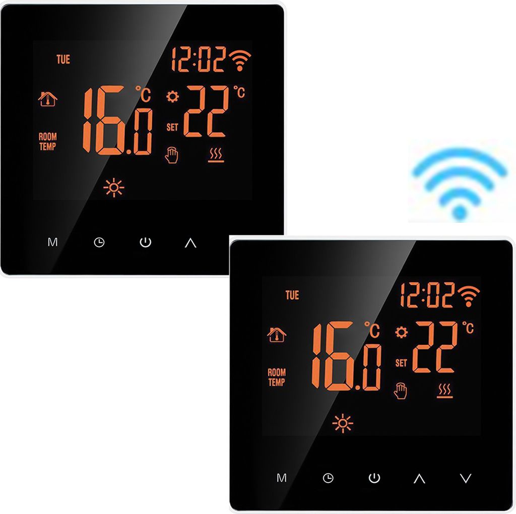 2X WiFi Thermostat LCD Digital Raumthermostat für 16A Elektroheizung Fußbodenheizung Woche Programmierbare Thermostat Innenthermometer Temperatu...