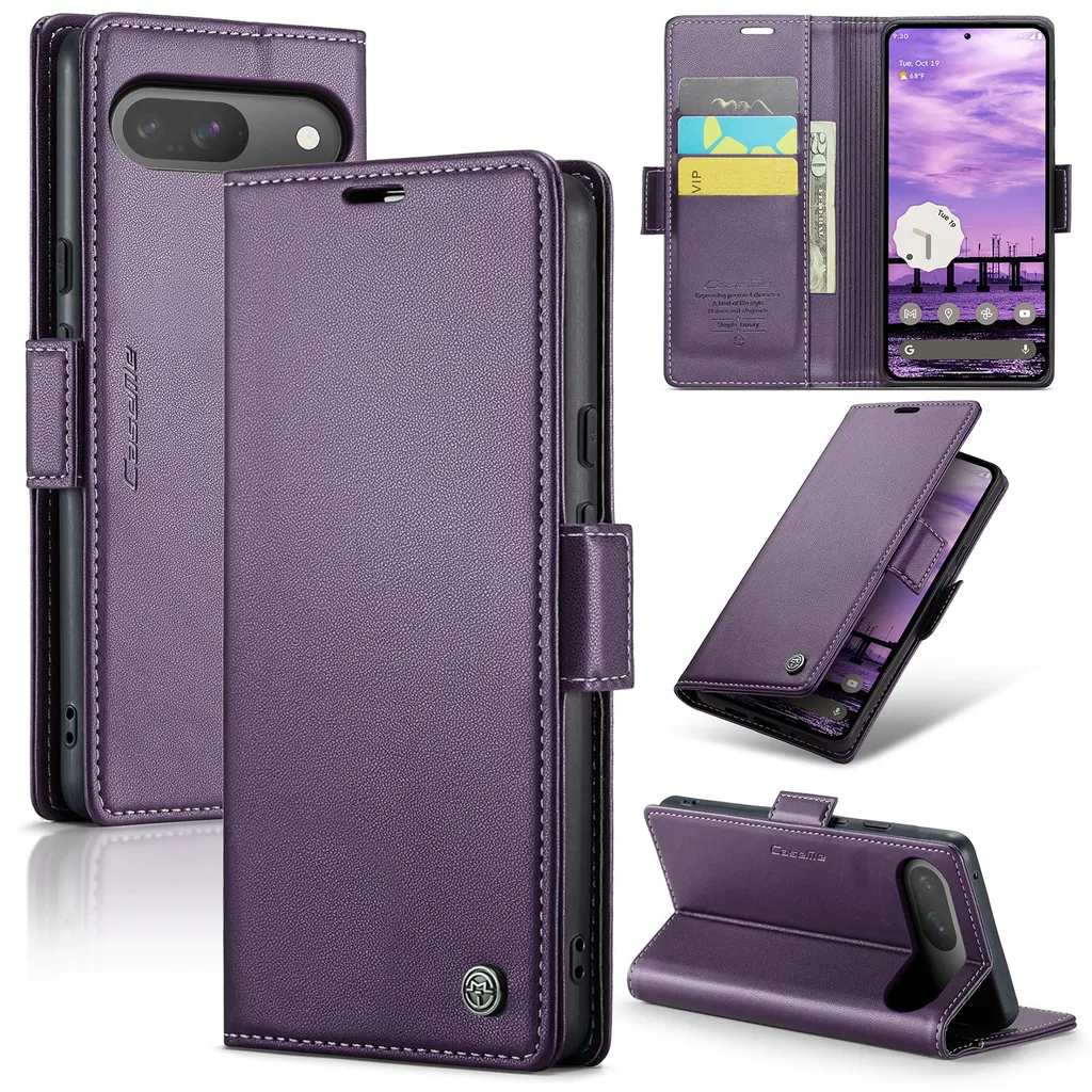 Cover Portafoglio Google Pixel 10 Pro Viola - RFID e Stand Pelle