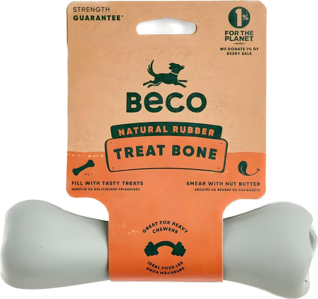 Beco Hundespielzeug Natural Rubber Treat Bone grün