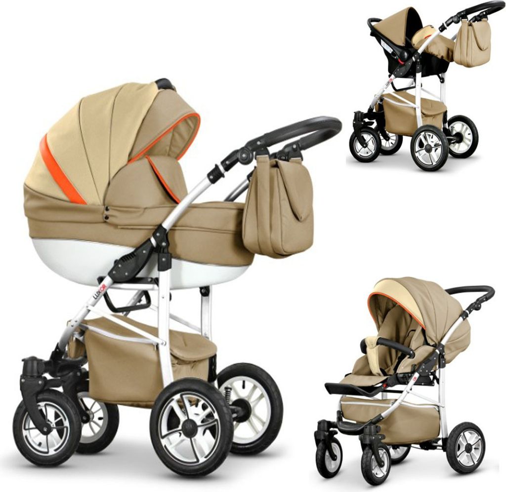 Kinderwagen-Set Craft Eco 4 in 1 in Beige-Sand-Orange - 16 Teile - in 16 Farben erhältlich