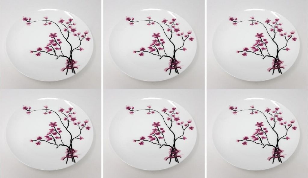6er Set Frühstücksteller, Kuchenteller CHERRY BLOSSOM D. 19cm Porzellan TeaLogic