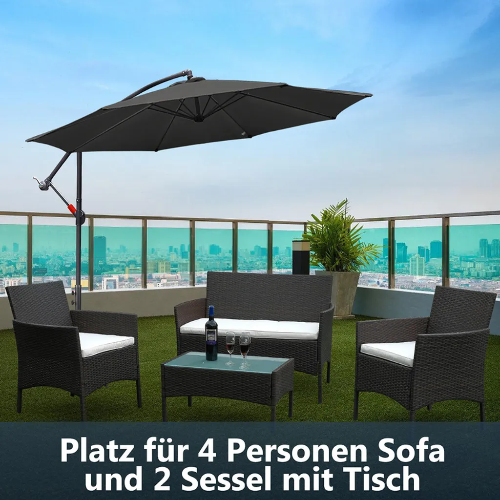 TolleTour Mobili Giardino Polyrattan Marrone | Set Divano Balcone 4pz - 4