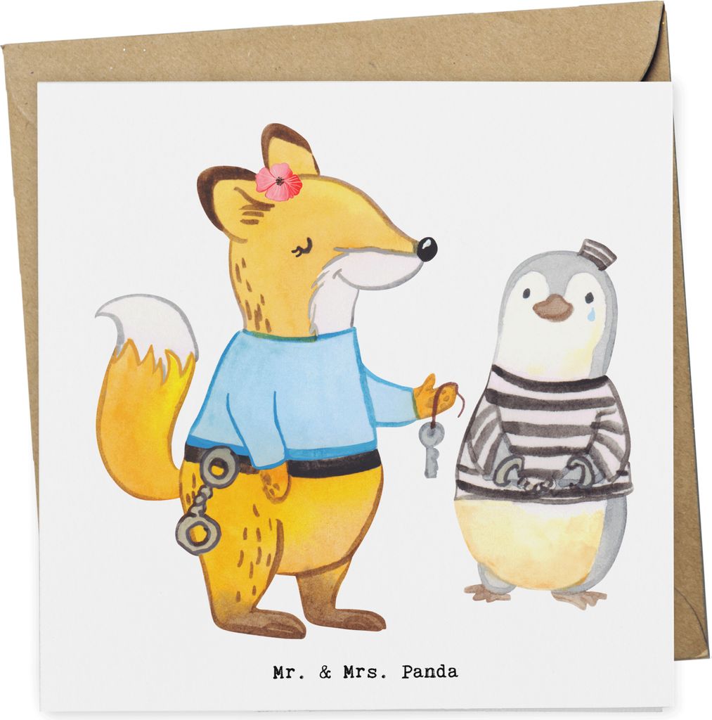 Mr. & Mrs. Panda Glückwunschkarte Justizvollzugsbeamte Herz - Weiß - Geschenk, anlasskarte, Klappkarte, Grußkarte, Gefängnis, faltkarte, Gefän...