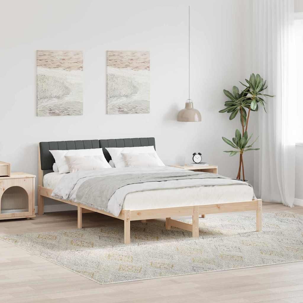 Maison Exclusive - Bettgestell Braun und Dunkelgrau 135 x 190 cm Massivholz Kiefer