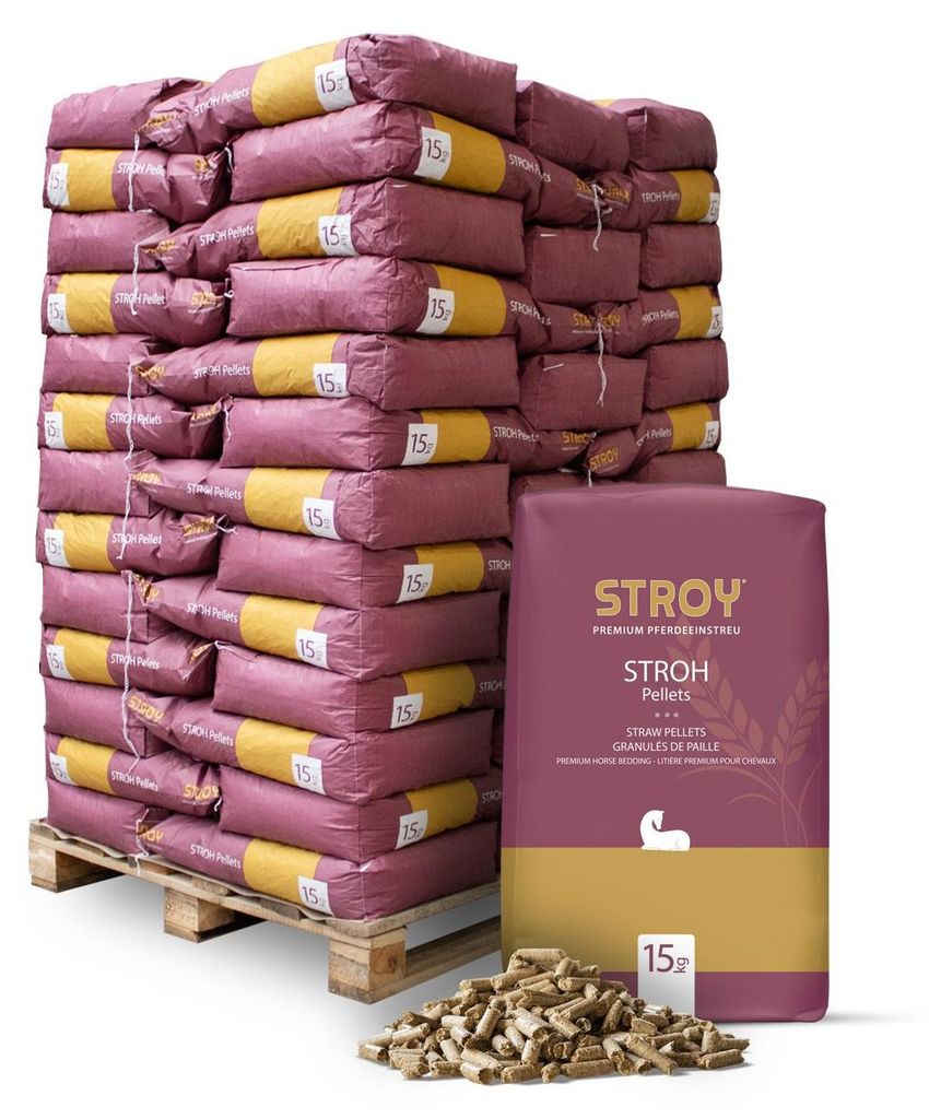 STROY Strohpellets Einstreu 15kg x 65 Sack 975kg Palette Produktbild 