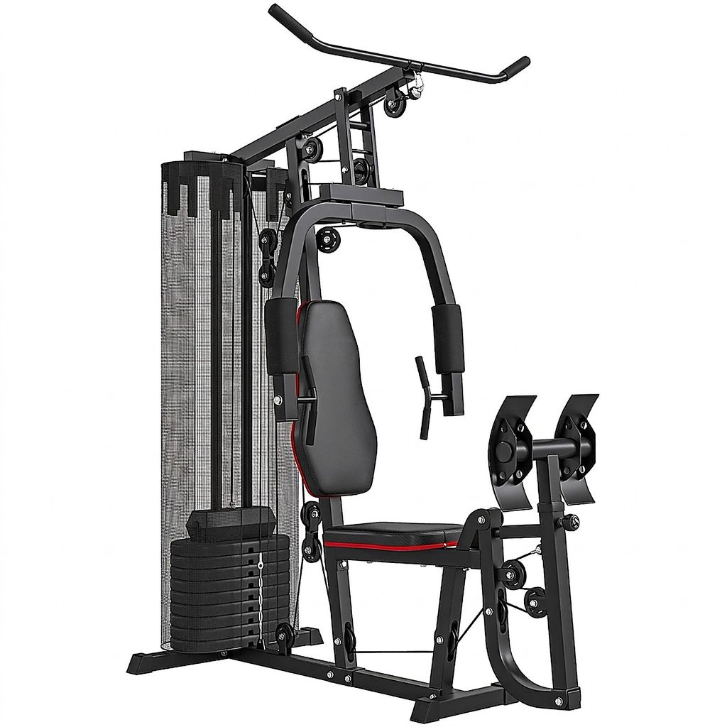 Heim-Fitnessstation Gewichtsblöcken Hochseilzug Bruststation Beinpresse 45 kg