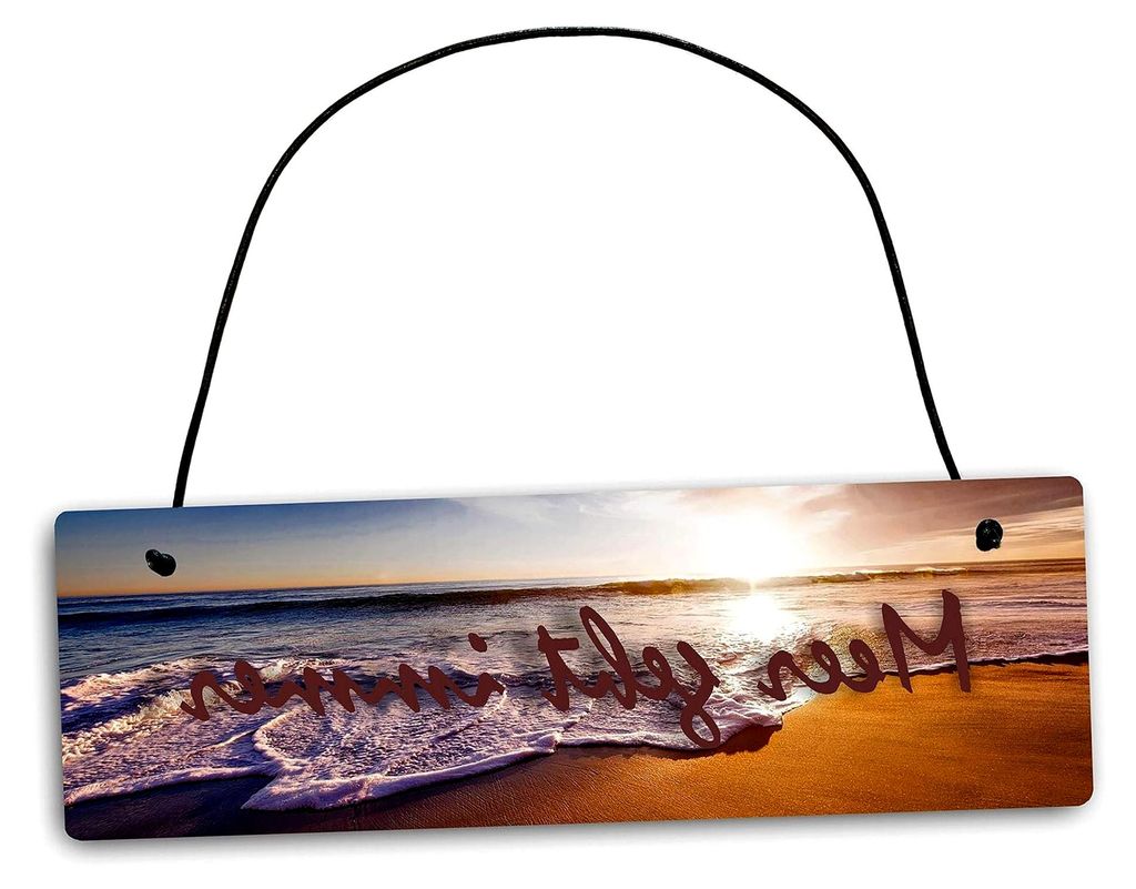 Metallschild Meer geht immer 25 x 8 cm aus Aluminium-Verbundmaterial für Innen- und Außendekoration