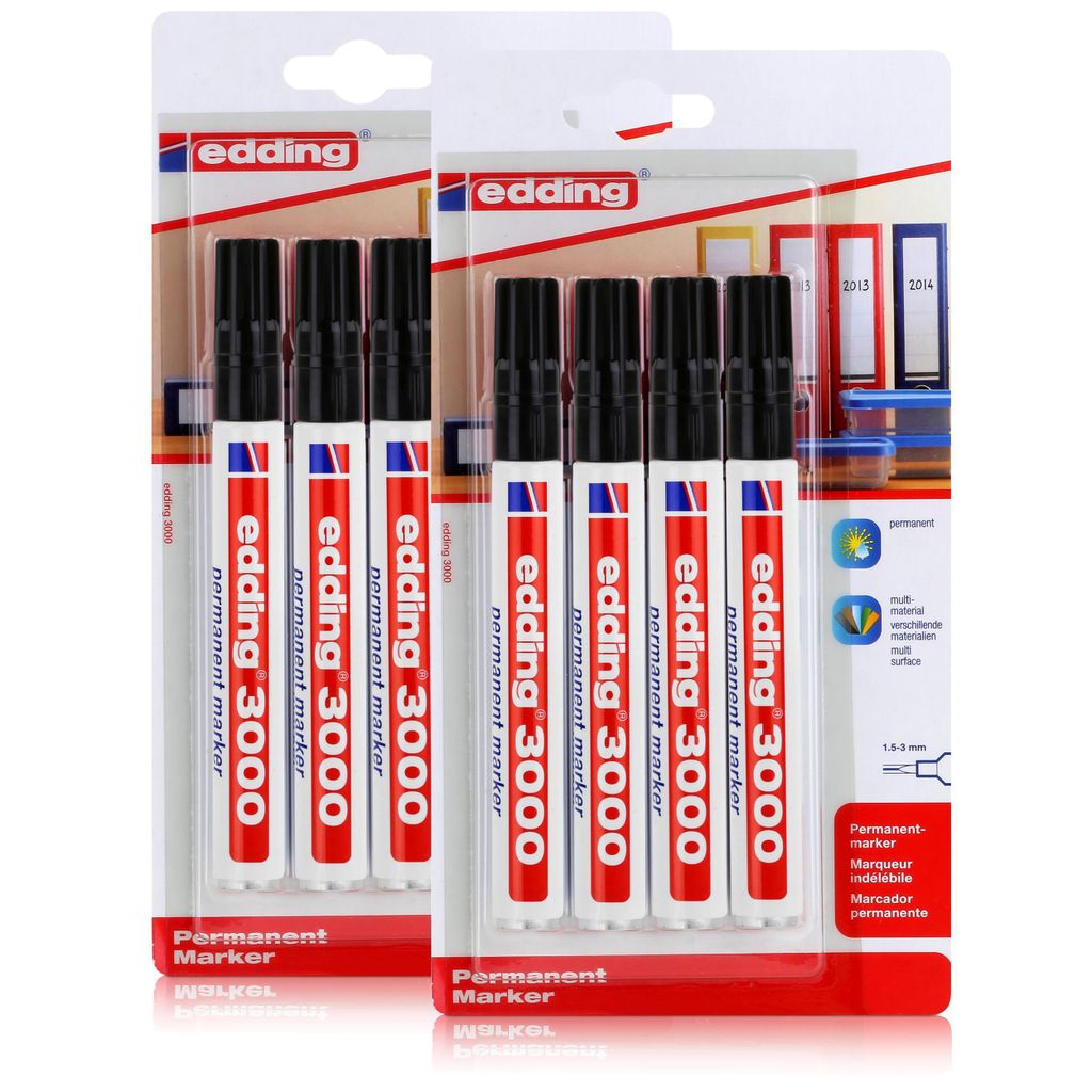 edding 3000 Permanent Marker 4er schwarz Spitze 1,5-3mm Produktbild 