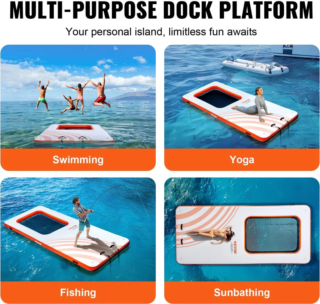 Plateforme Flottante de Bain avec Trampoline Intégré et Échelle de Pont - 6