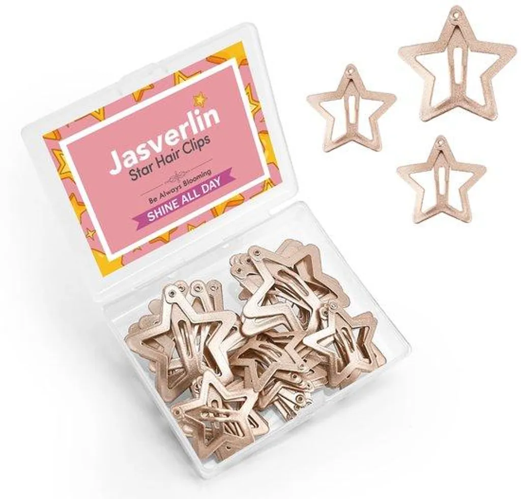 Barrettes étoile 3,1 cm et 4,1 cm en métal rose - Lot de pinces chic