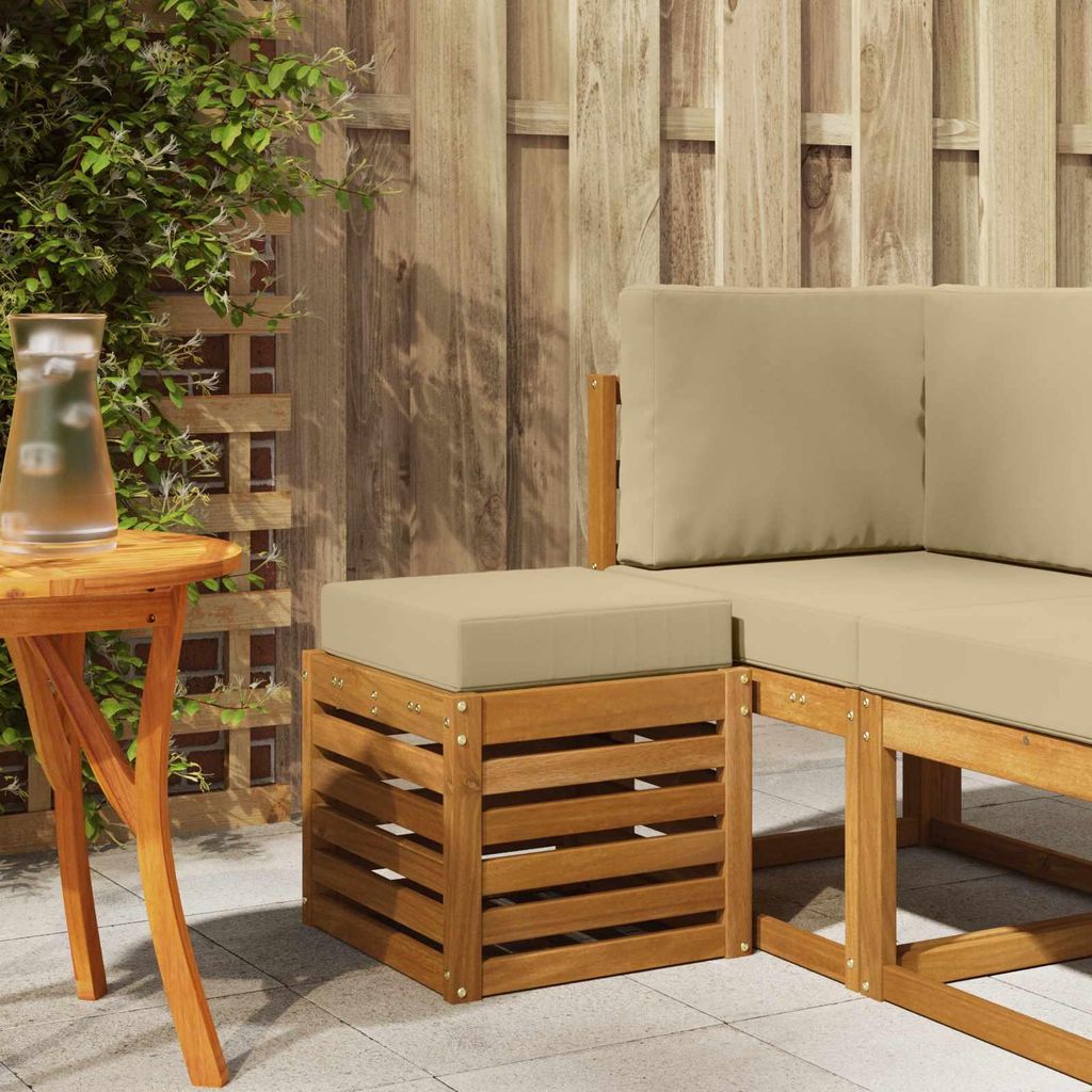 Outdoor Hocker Bank - CLORIS - Modulare Sofateile - Massivholz Akazie Natur - Gartenstühle C1647