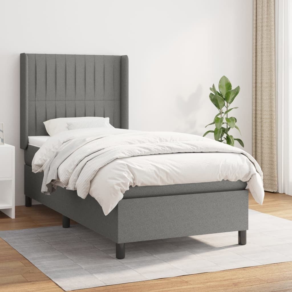 The Living Store Boxspringbett mit Matratze Dunkelgrau 100x200 cm Stoff