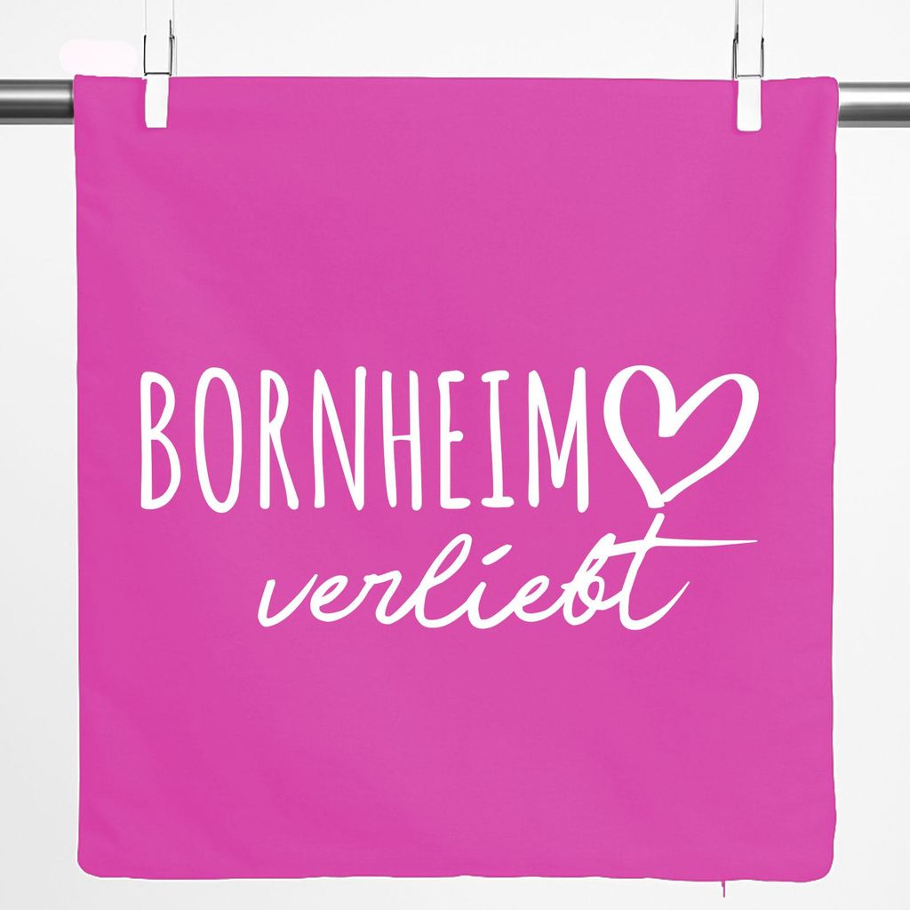 Huuraa Kissenbezug Bornheim verliebt 40x40cm Fuchsia Baumwolle Dekokissenbezug Geschenkidee