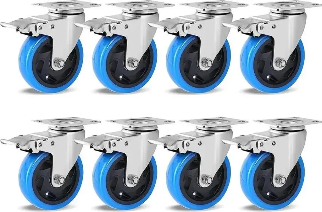 Roulettes pivotantes 100 mm à haute résistance - Pack de 8 roulettes