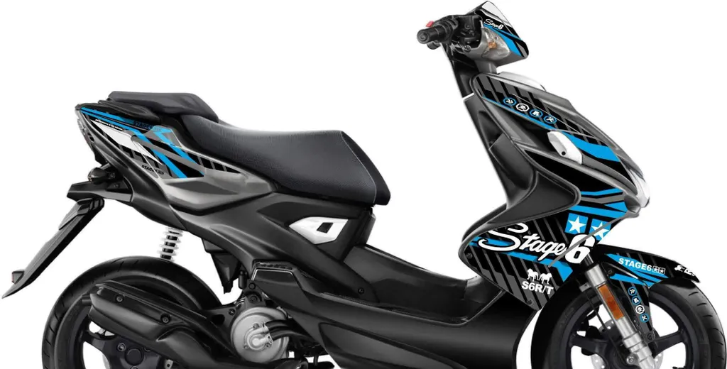 Kit déco autocollant Stage6 bleu pour carénage Yamaha Aerox et Nitro
