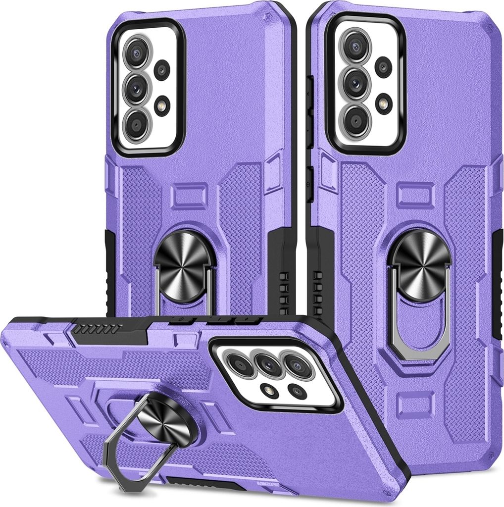 Galaxy A32 5G Hülle, Dual Layer Robuste Rüstung Ringhalter Ständer Schutzhülle für Samsung Galaxy A32 5G Lila