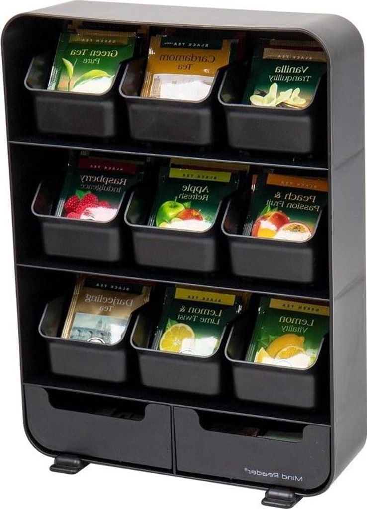 Teebeutel-Organizer – 11 Schubladen – schwarz – 26 x 8 x 35 cm