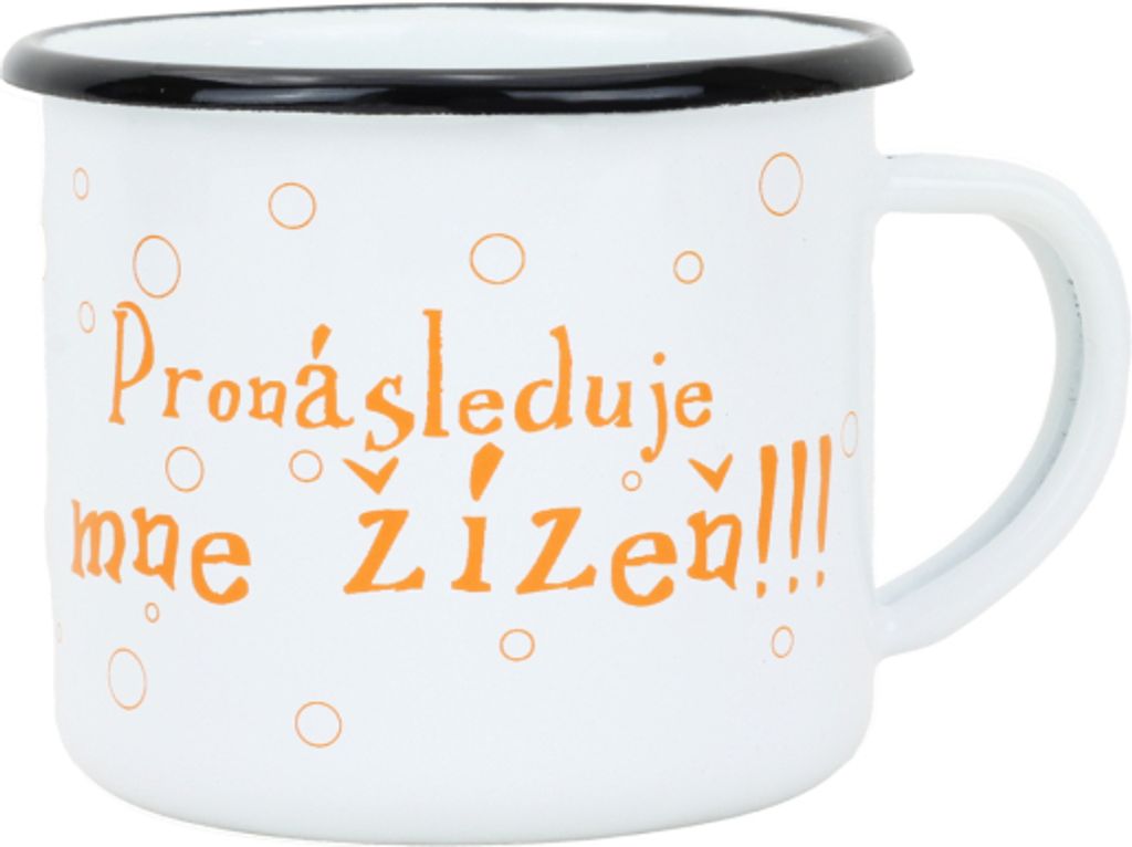 Emaillebecher 8 cm/0,35l, weiß „Durst“ im Karton
