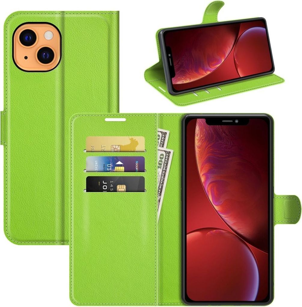 Schutzhülle für Apple iPhone 13 mini Case Handy Hülle Cover Case Schutztasche Wallet, Farbe:Grün