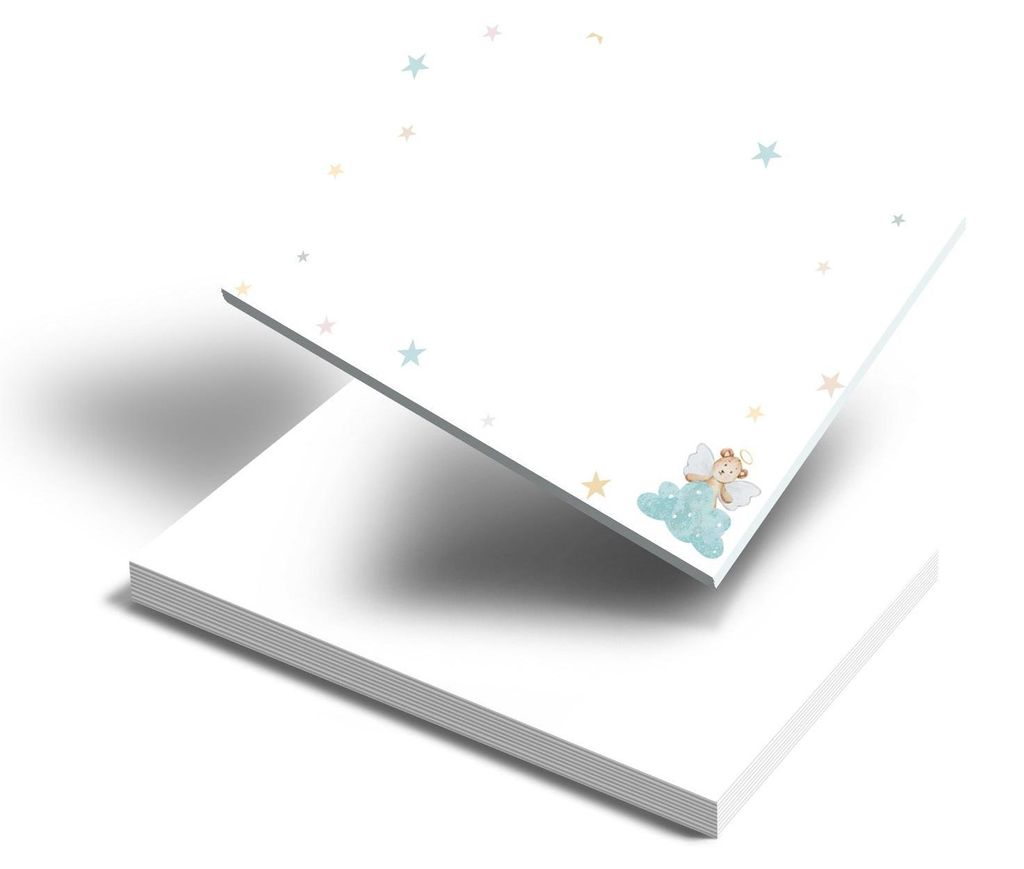 Logbuch-Verlag 12 bunte Karten Einladungskarten Kindergeburtstag Babyparty Taufe Bärchen auf Wolke Sternenkind Erinnerungskarten DIN A6