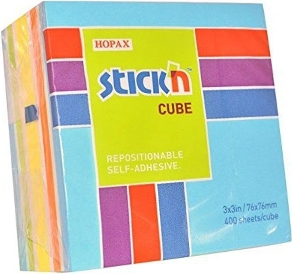 Bloček samolepicí Stick'n Hopax, 76x76 mm, kostka, neonově Produktbild 