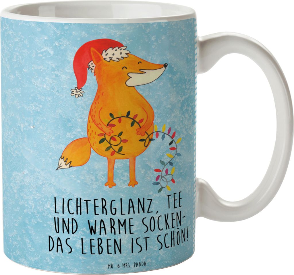 Mr. & Mrs. Panda Kindertasse Fuchs Weihnachten - Eisblau - Geschenk, Plastikbecher, Weihnachtszeit, Henkelbecher, Nikolaus, Winter, Heiligabend, Re...