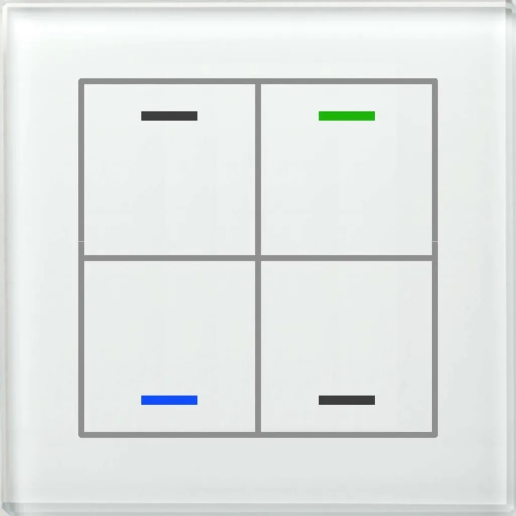Commande murale KNX quadruple MDT en verre blanc pour salon moderne