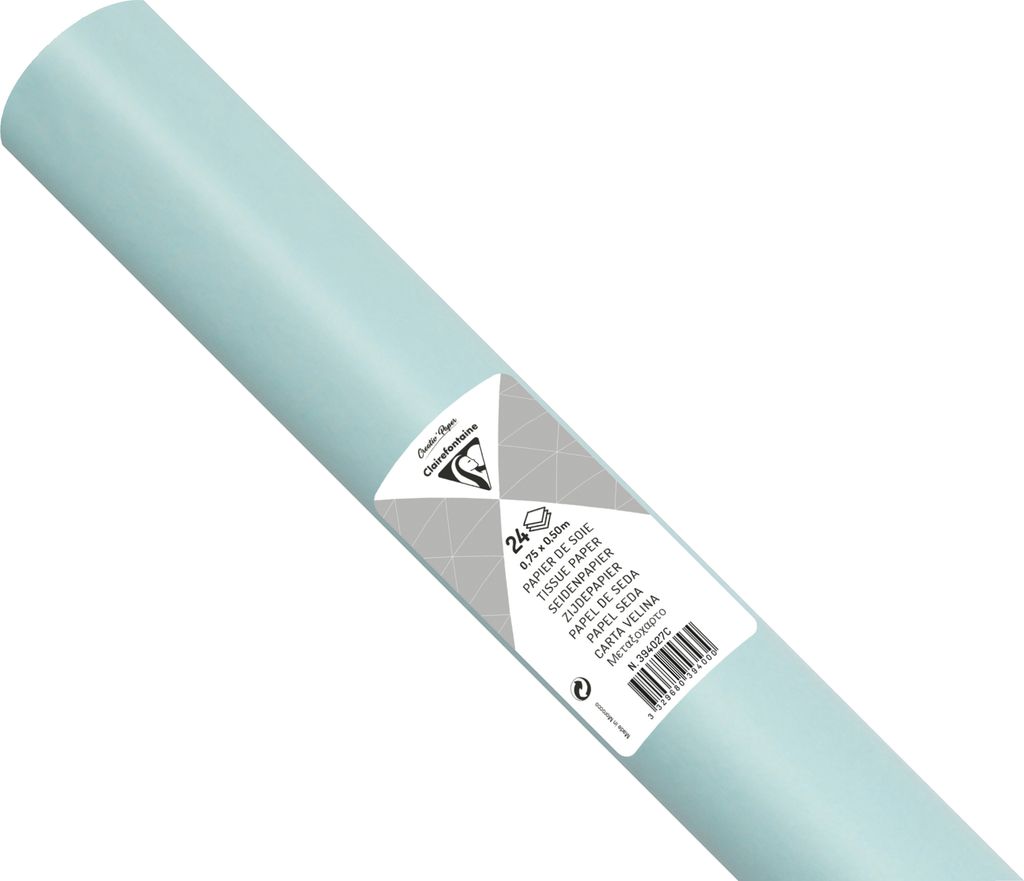 Clairefontaine 5x Seidenpapier Rolle 24 Bogen 18g/m2 50x75cm Himmelblau 394027C
