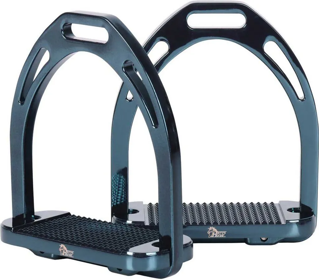 Étriers de CSO aluminium bleu 12 cm Harry's Horse pour la compétition