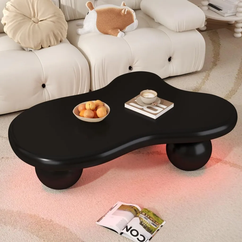 Table basse forme nuage avec éclairage LED multicolore noire - 3