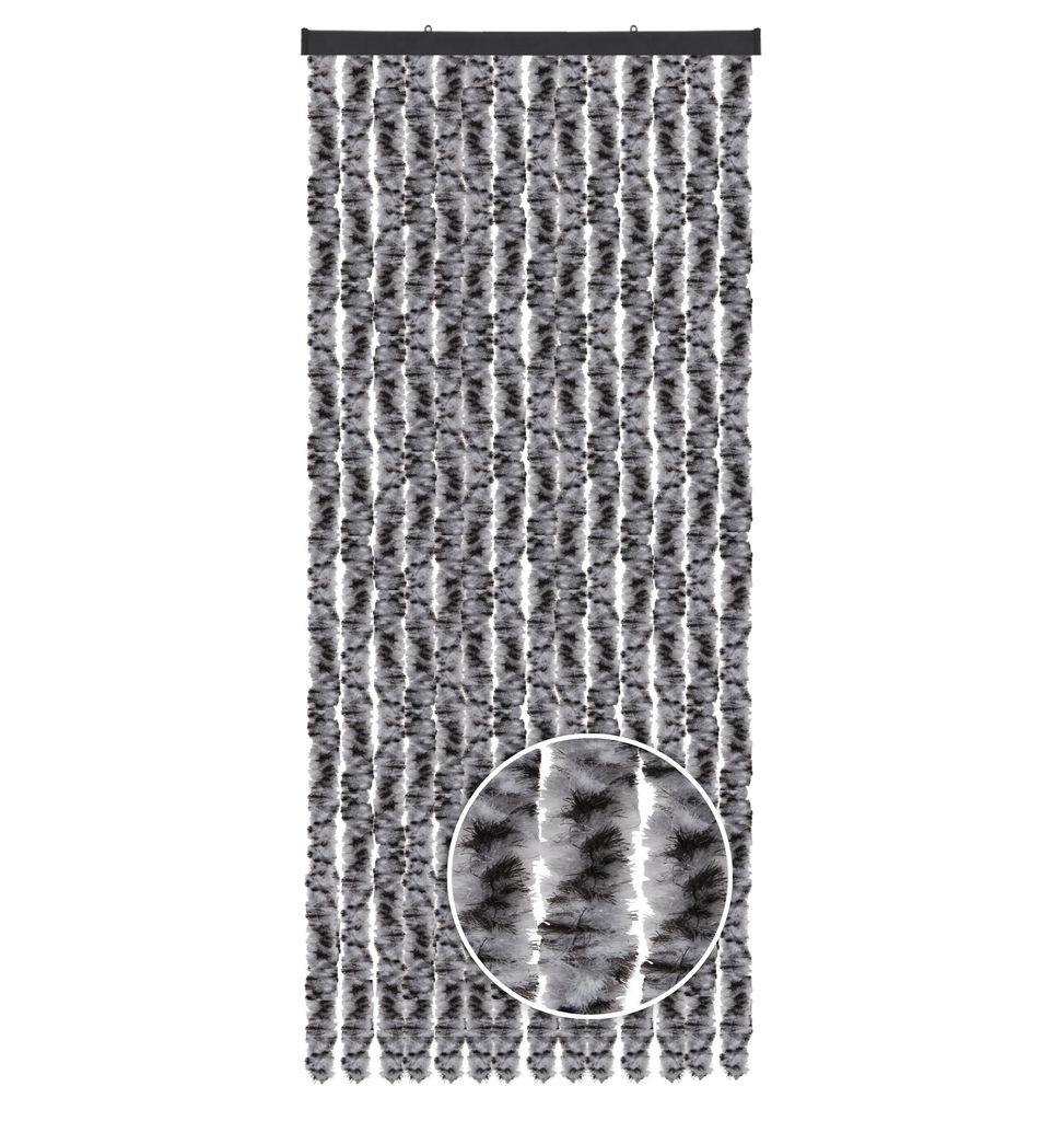 Rideau en peluche 56x185 Chiné noir - gris - blanc Image du produit 