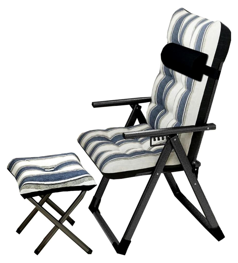 Klappbarer Lounge-Sessel für den Innenbereich, Lazy Chair aus Baumwolle und Leinen mit Armlehne, 6-fach verstellbarer Liegestuhl, Einzelschlafsofa...