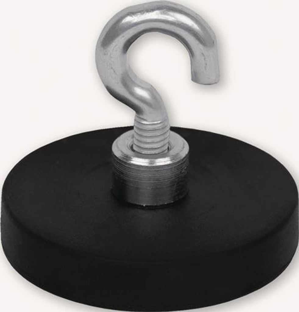 Neodymmagnet D.31mm gummierter Magnet,m.Hak.D.6,4mm 5St./Karton