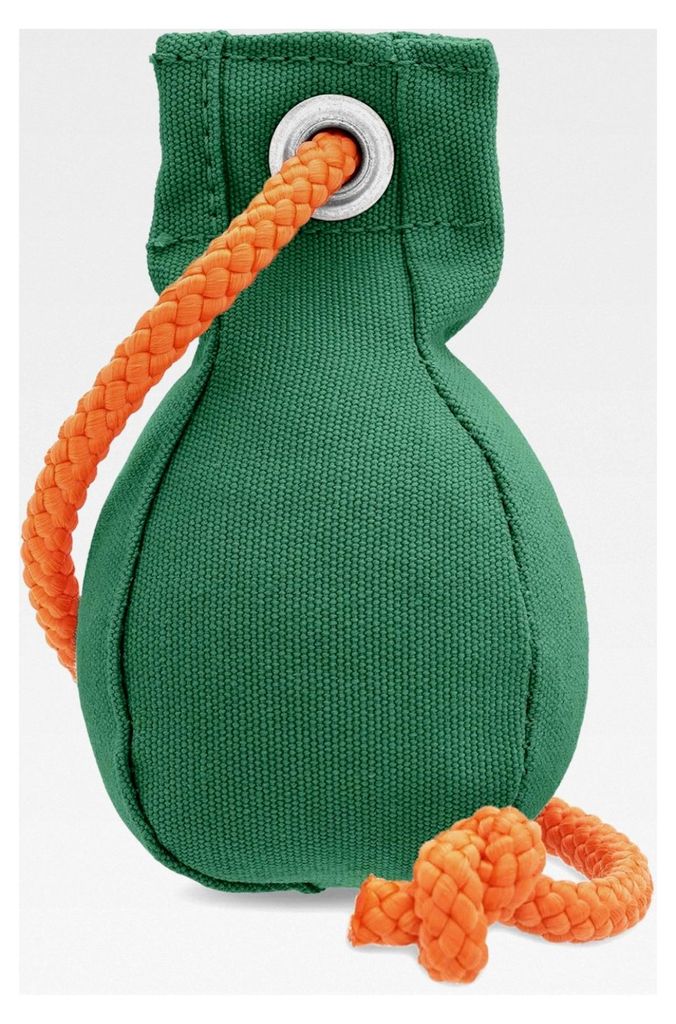 Dummyball 150g - Robustes Hundespielzeug mit langem Wurfseil; zur Förderung der Such- und Markierfähigkeit (grün)